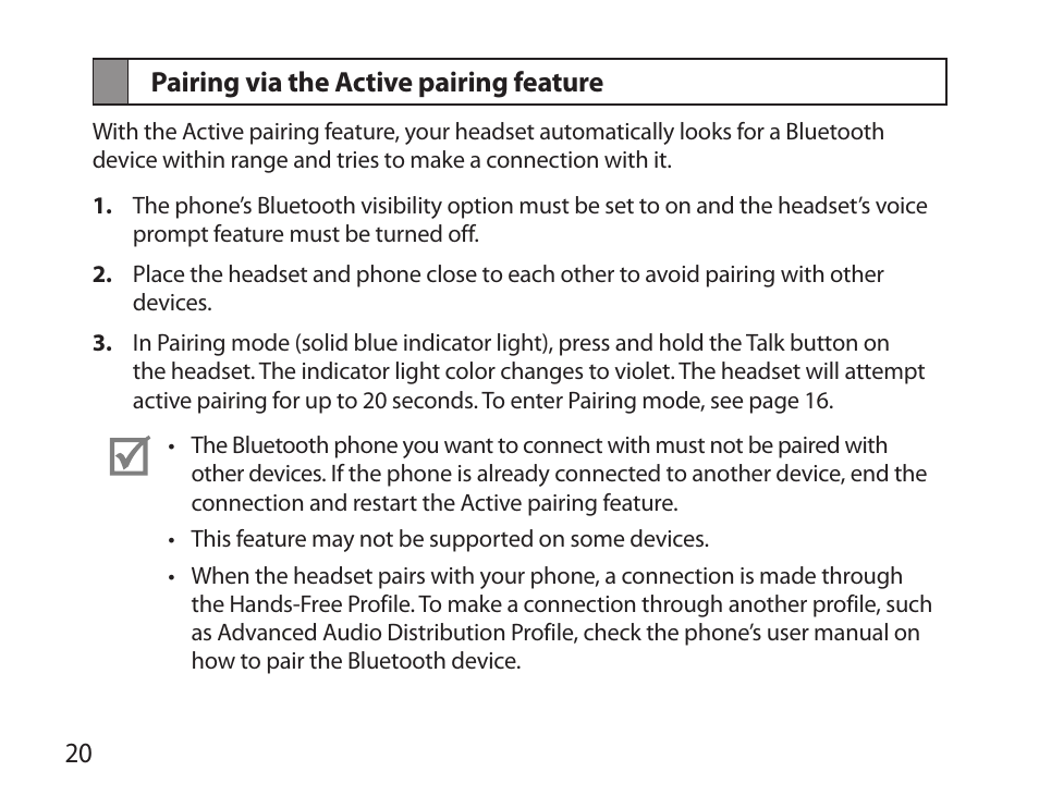 Pairing via the active pairing feature | Samsung HM3700 User Manual | Page 22 / 213