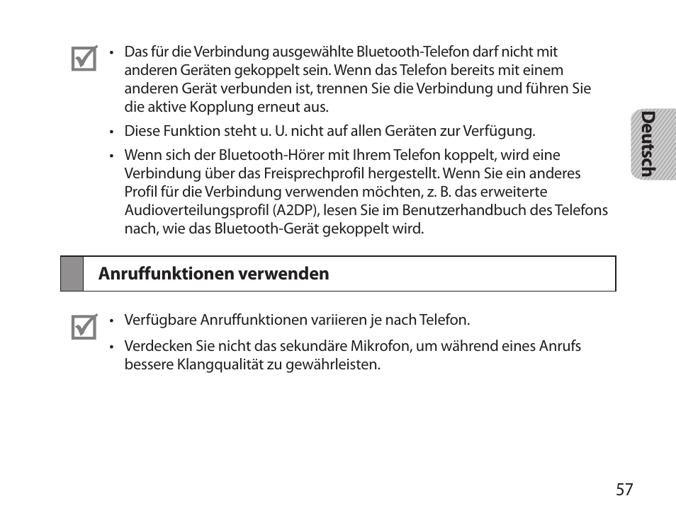 Anruffunktionen verwenden | Samsung HM3700 User Manual | Page 59 / 213