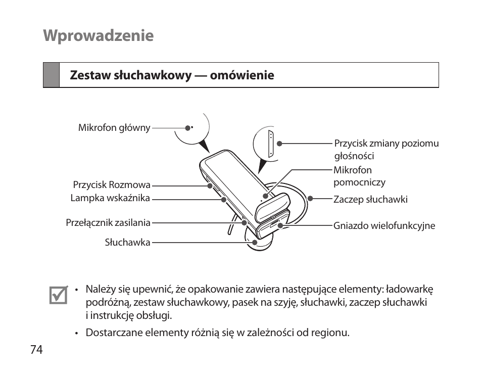 Wprowadzenie, Zestaw słuchawkowy — omówienie | Samsung HM3700 User Manual | Page 76 / 213