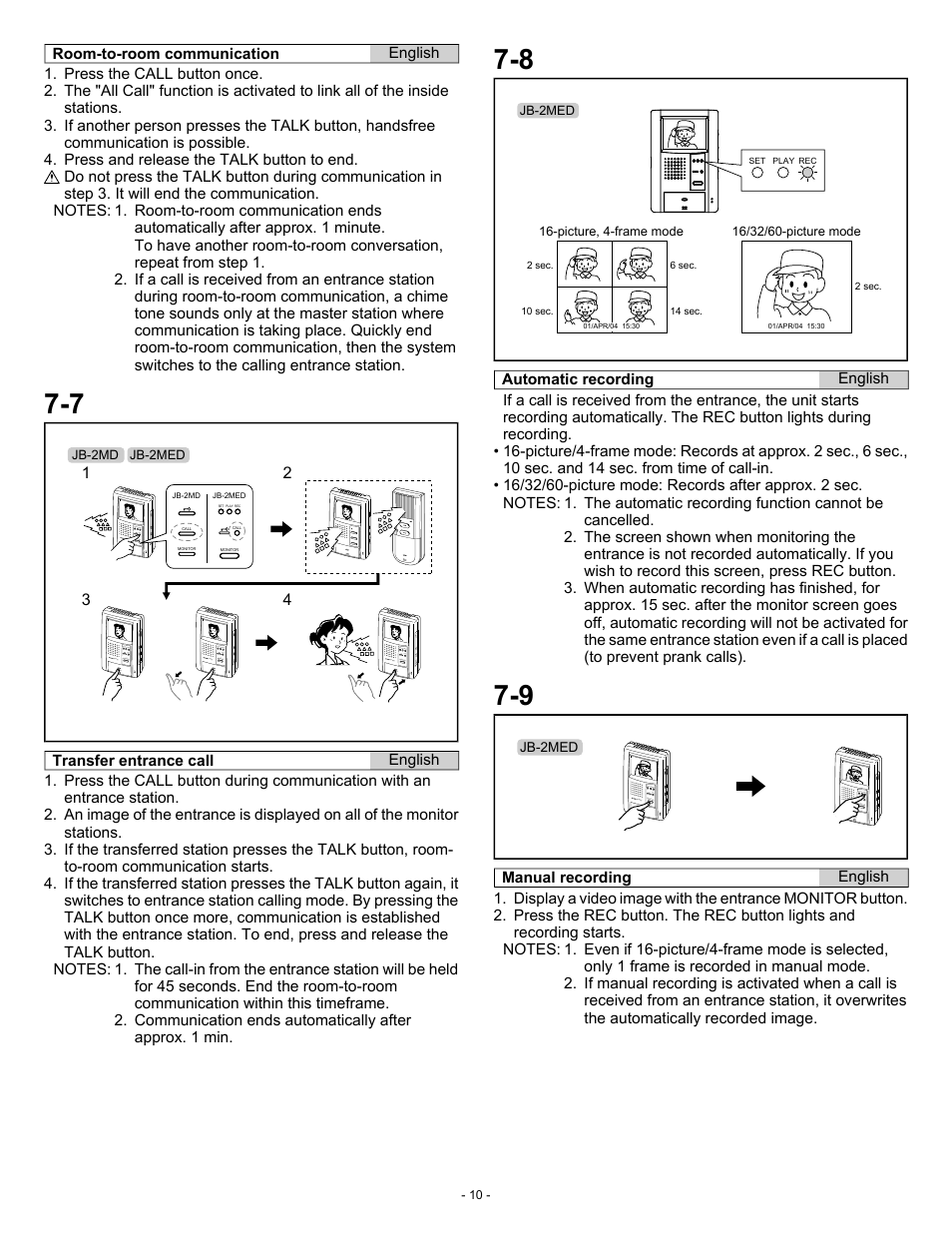 Aiphone JB-2MED User Manual | Page 10 / 14