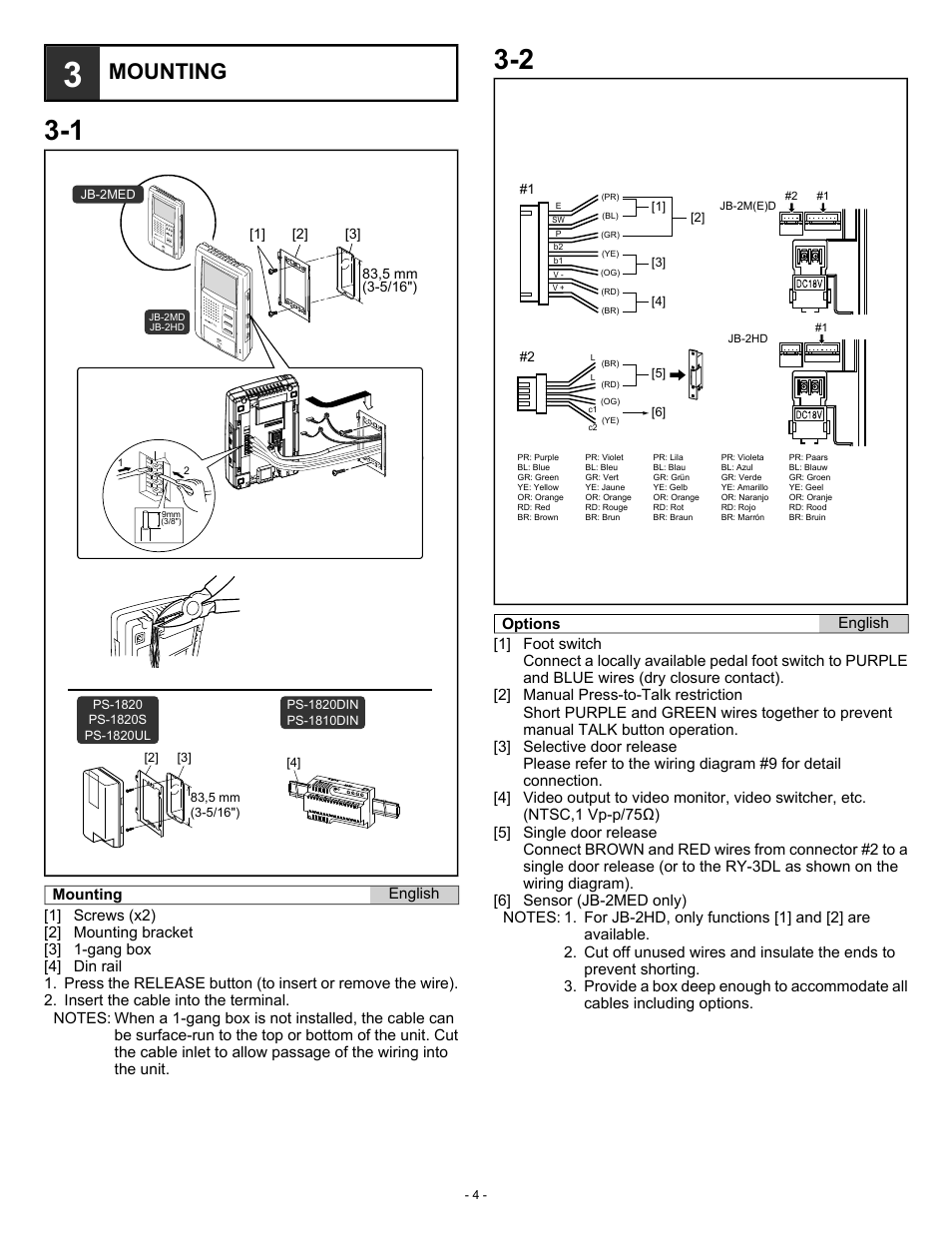 Mounting | Aiphone JB-2MED User Manual | Page 4 / 14
