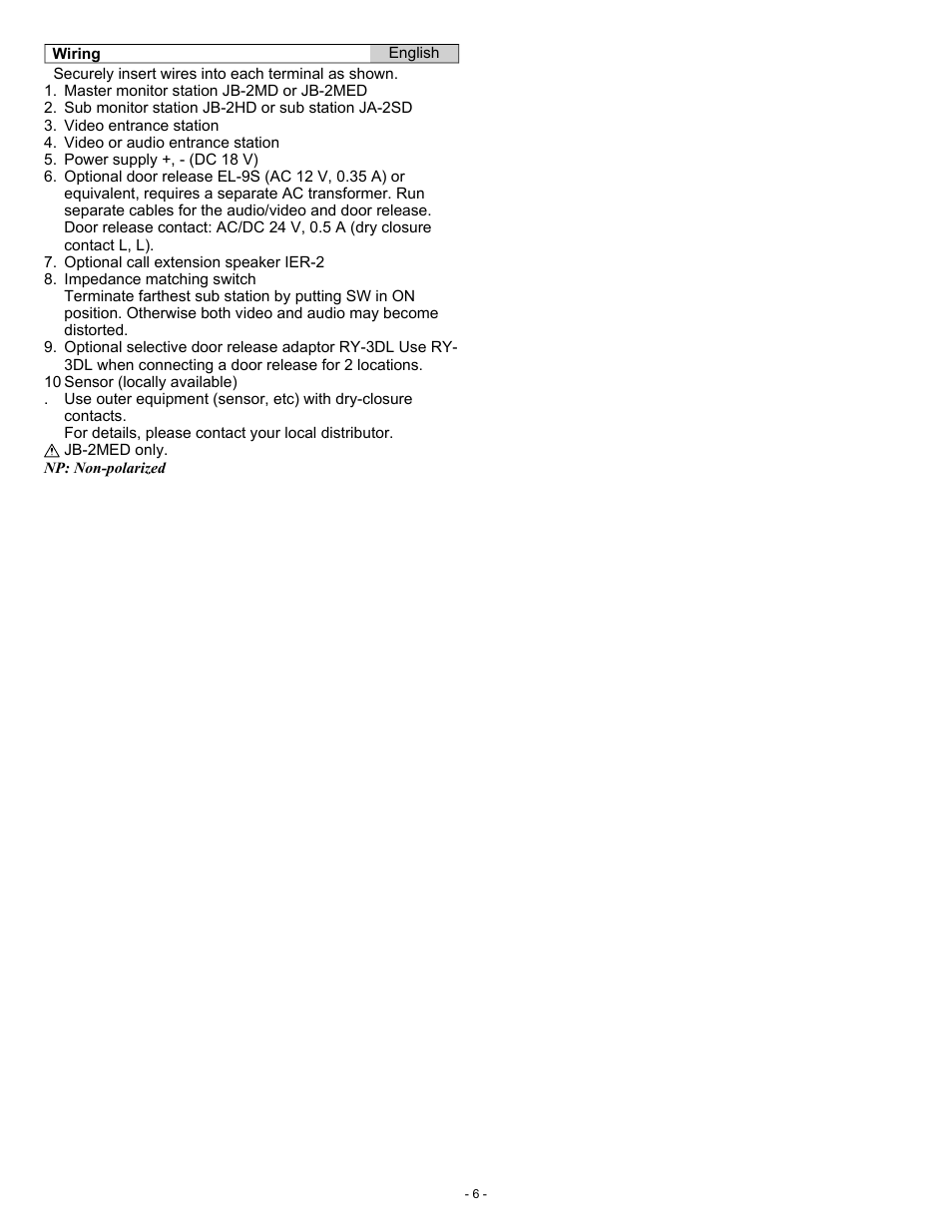 Aiphone JB-2MED User Manual | Page 6 / 14