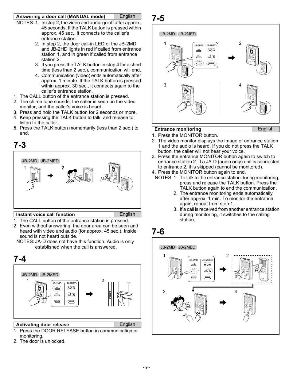 Aiphone JB-2MED User Manual | Page 9 / 14