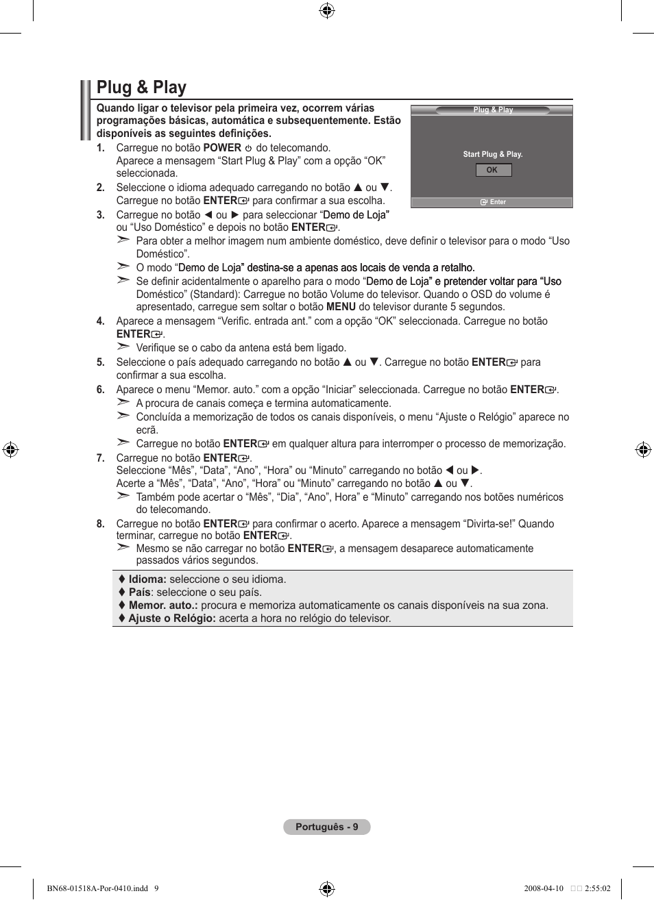 Plug & play | Samsung LE32A330J1N User Manual | Page 217 / 413