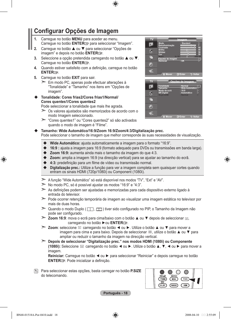 Configurar opções de imagem | Samsung LE32A330J1N User Manual | Page 226 / 413