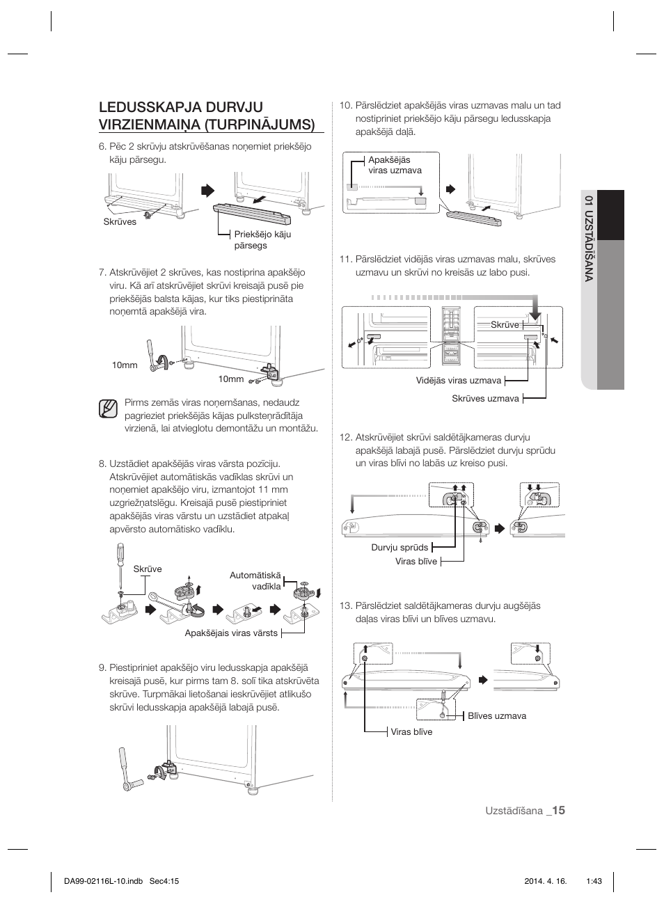 Ledusskapja durvju virzienmaiņa (turpinājums) | Samsung RL55VTEBG User Manual | Page 227 / 240