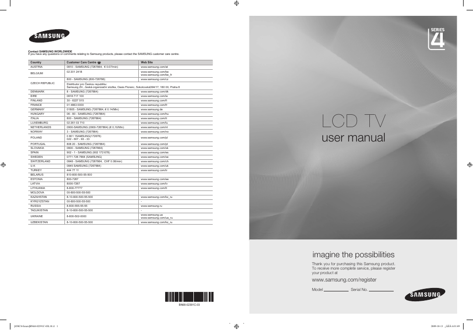 Samsung LE22B450C8W User Manual | 348 pages