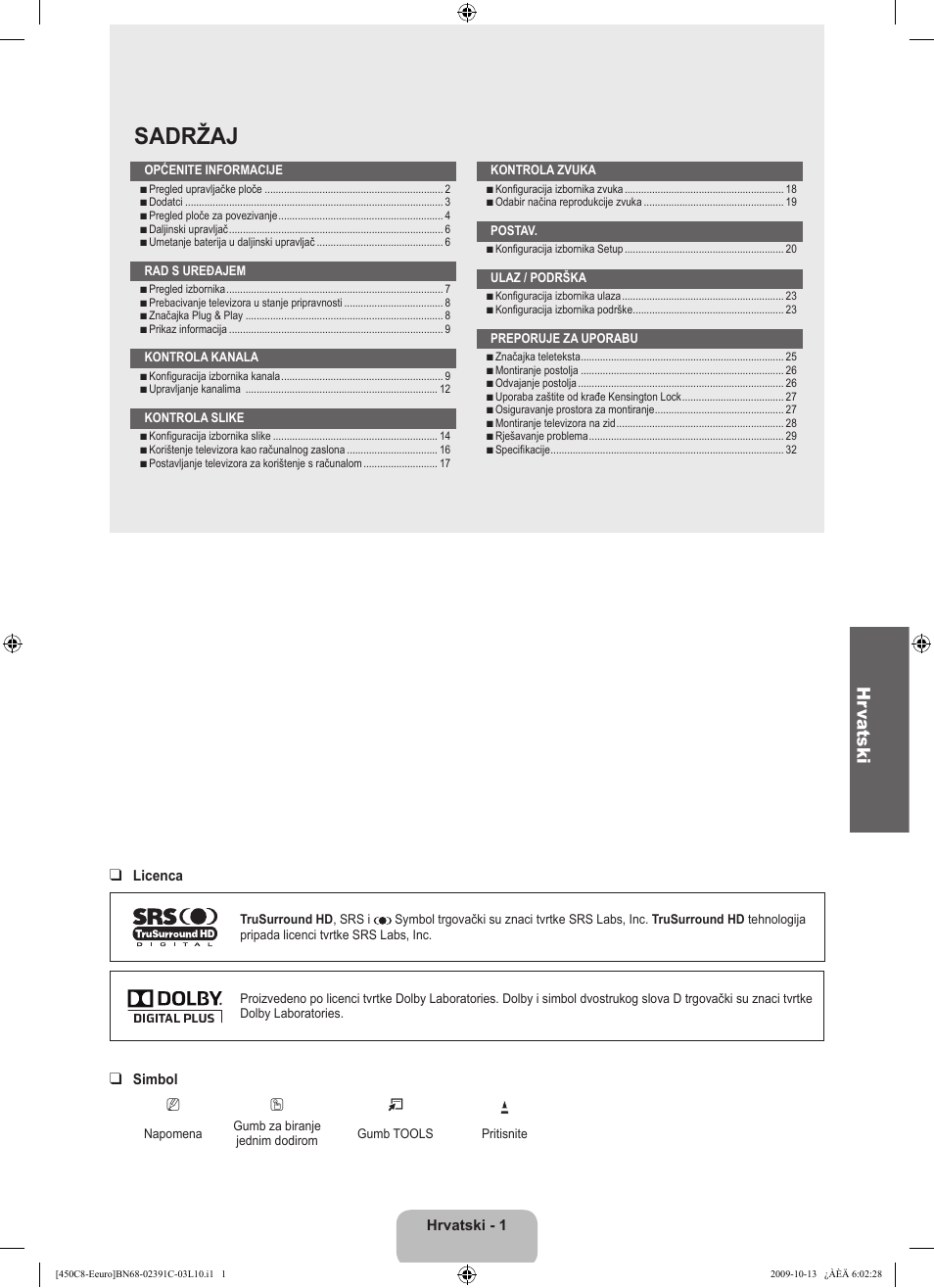 Sadržaj, Hr va tski | Samsung LE22B450C8W User Manual | Page 173 / 348