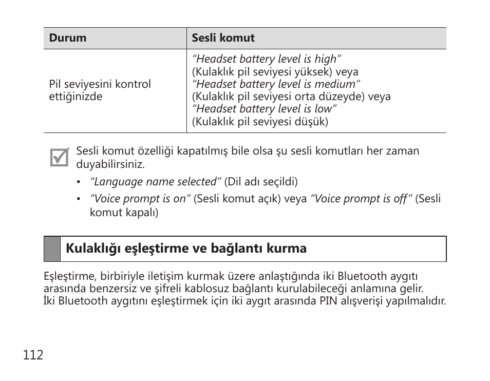 Kulaklığı eşleştirme ve bağlantı kurma | Samsung BHS3000 User Manual | Page 114 / 196