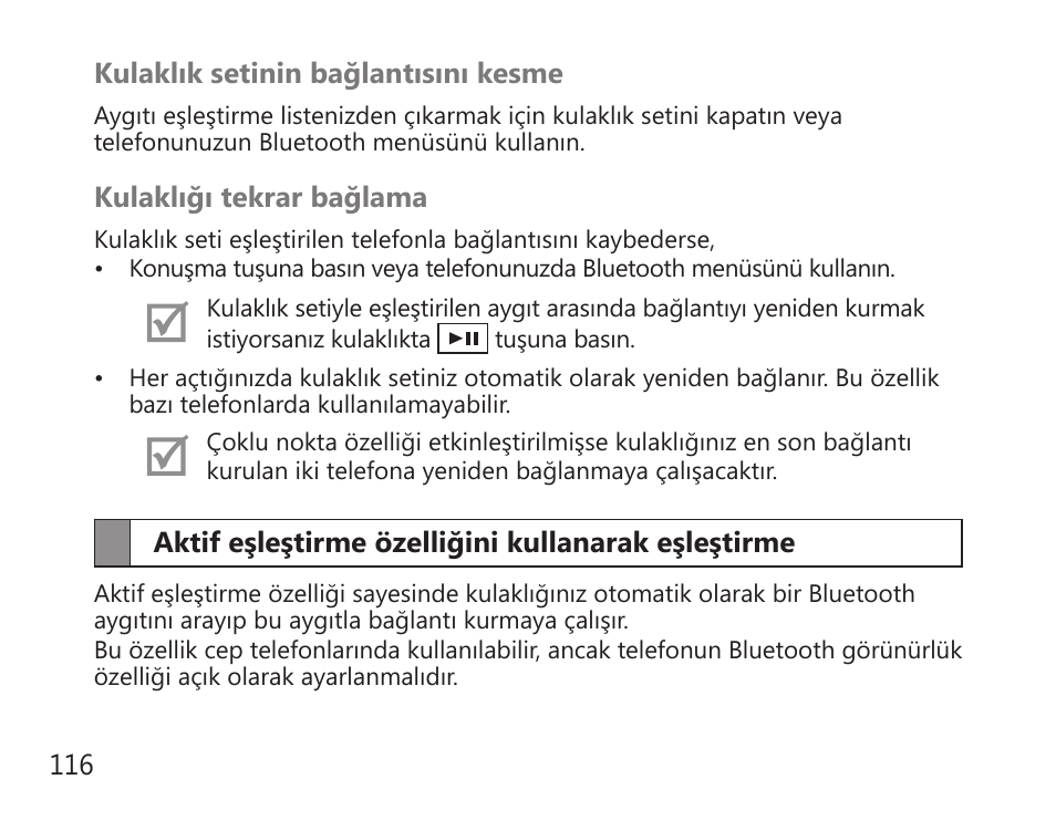 Aktif eşleştirme özelliğini kullanarak eşleştirme | Samsung BHS3000 User Manual | Page 118 / 196