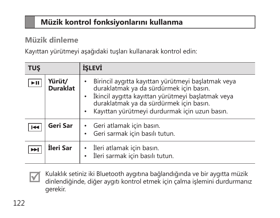 Müzik kontrol fonksiyonlarını kullanma | Samsung BHS3000 User Manual | Page 124 / 196