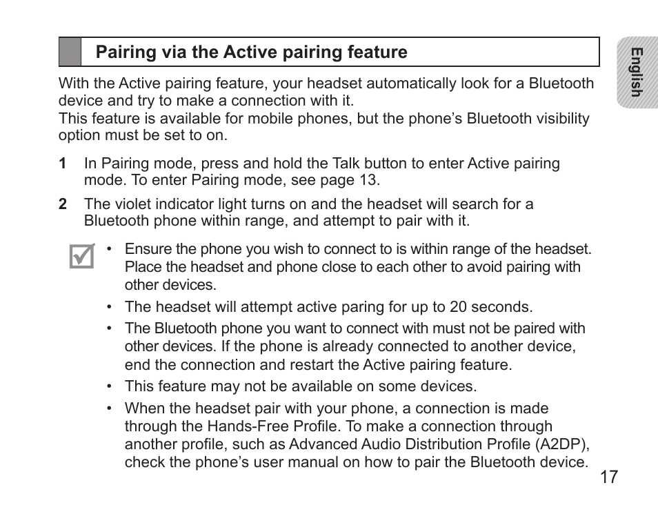 Pairing via the active pairing feature | Samsung BHS3000 User Manual | Page 19 / 196