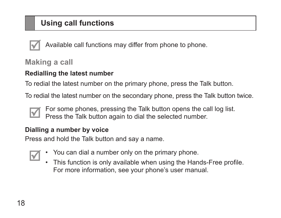 Using call functions | Samsung BHS3000 User Manual | Page 20 / 196