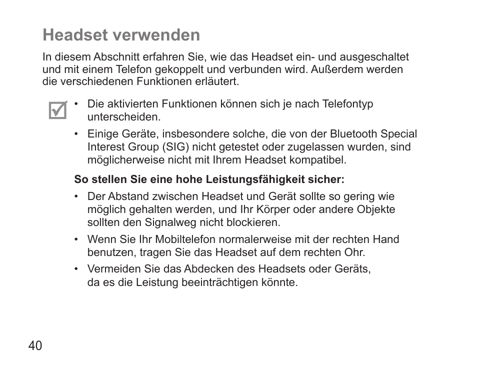 Headset verwenden | Samsung BHS3000 User Manual | Page 42 / 196