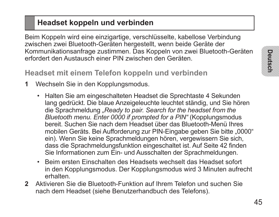 Headset koppeln und verbinden | Samsung BHS3000 User Manual | Page 47 / 196