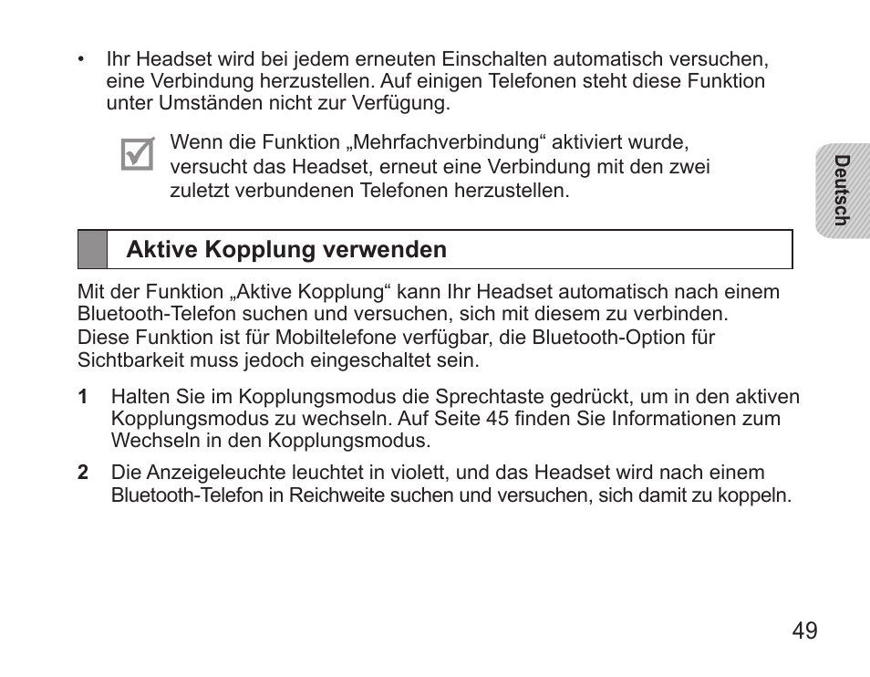 Aktive kopplung verwenden | Samsung BHS3000 User Manual | Page 51 / 196