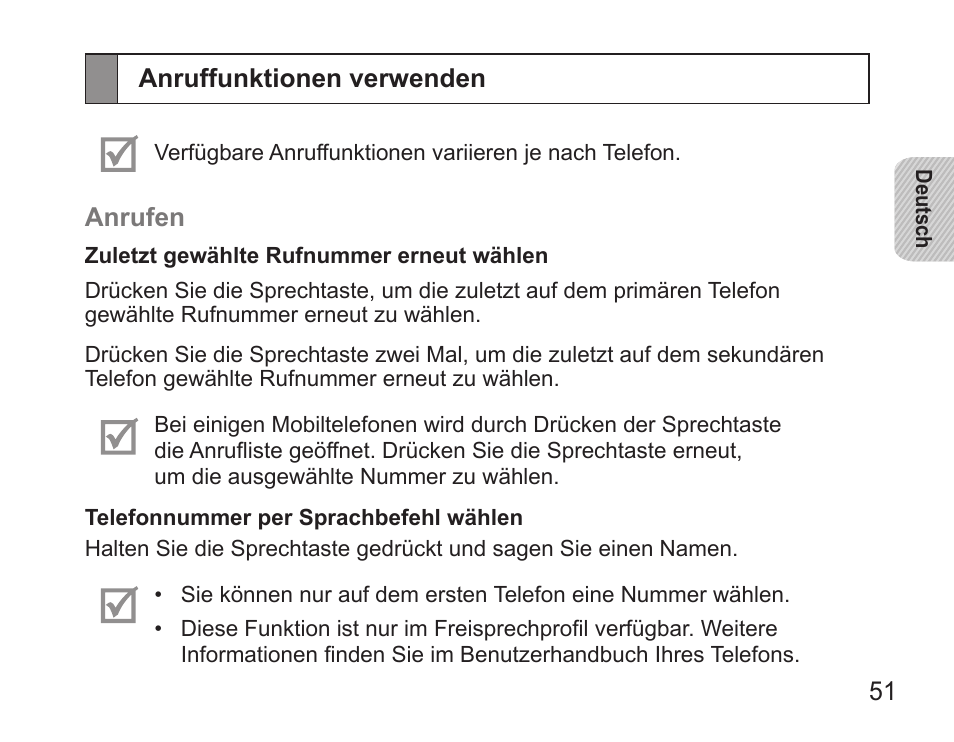 Anruffunktionen verwenden | Samsung BHS3000 User Manual | Page 53 / 196