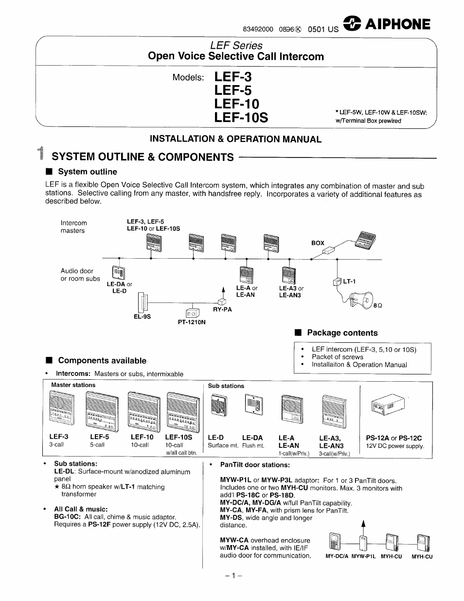 Aiphone LEF-3 User Manual | 12 pages