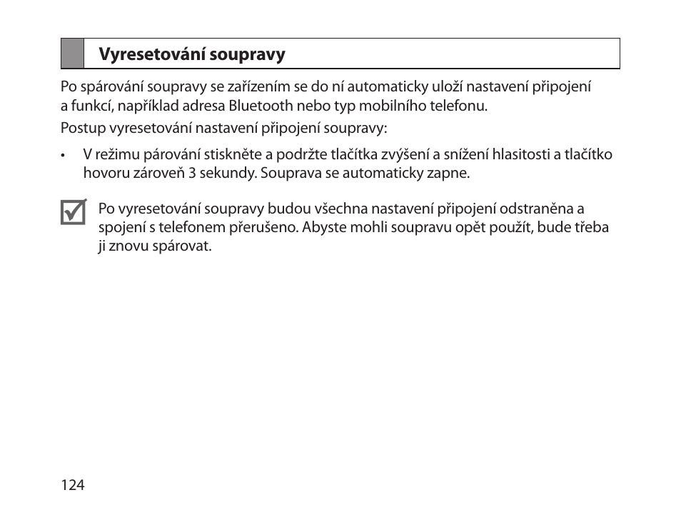 Vyresetování soupravy | Samsung HM1800 User Manual | Page 126 / 161