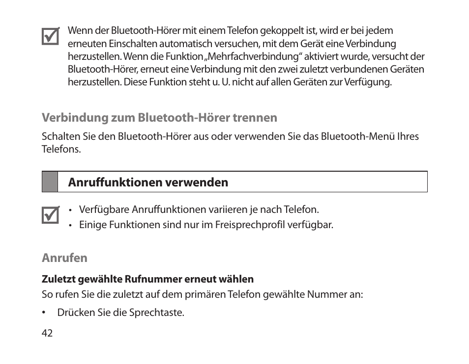 Anruffunktionen verwenden | Samsung HM1800 User Manual | Page 44 / 161