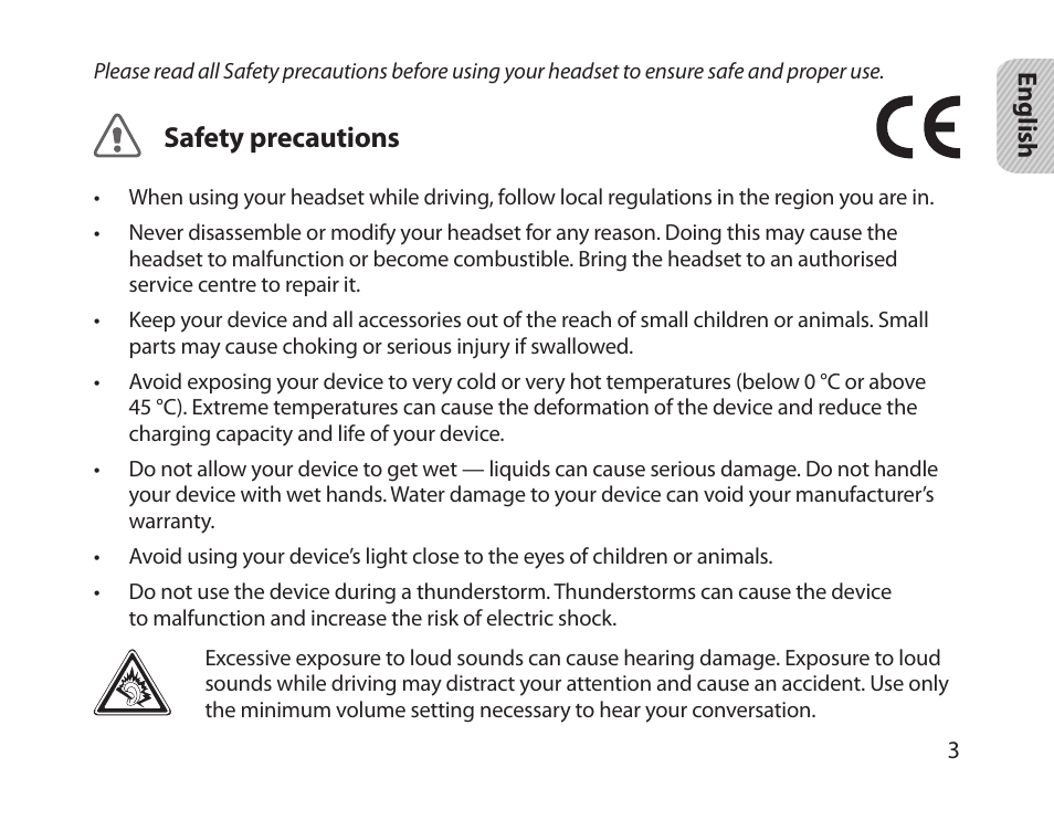 Safety precautions | Samsung HM1800 User Manual | Page 5 / 161