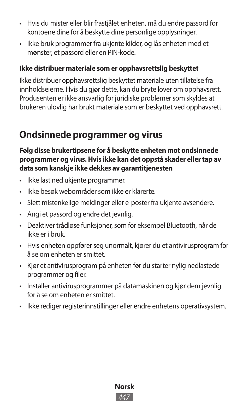 Ondsinnede programmer og virus | Samsung GT-I8262 User Manual | Page 448 / 718