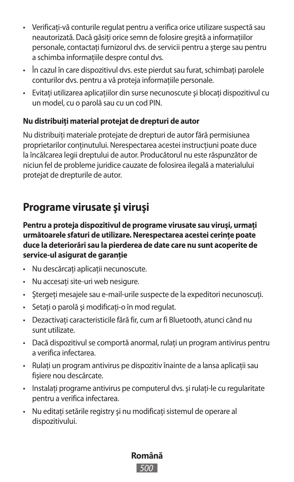 Programe virusate şi viruşi | Samsung GT-I8262 User Manual | Page 501 / 718