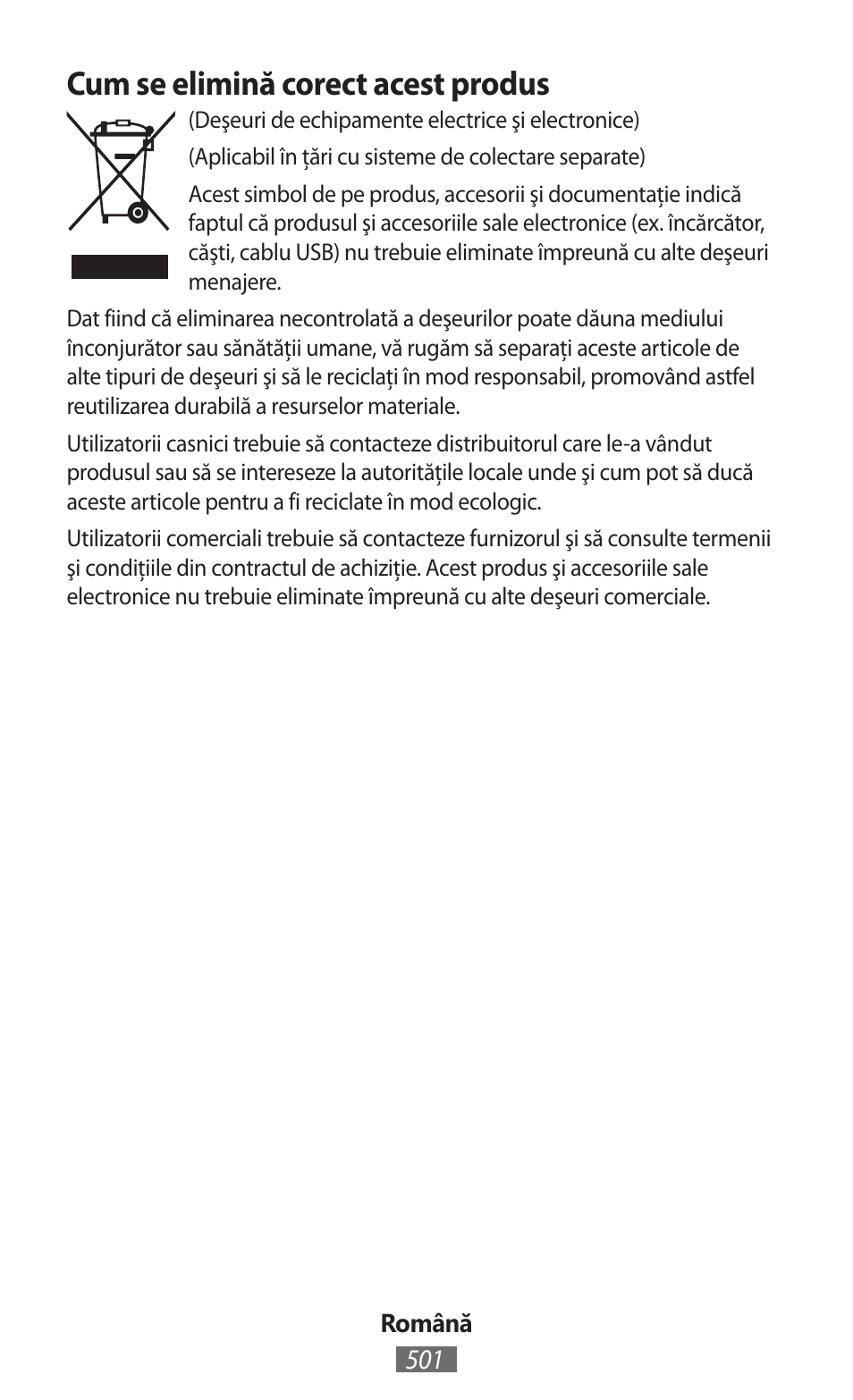 Cum se elimină corect acest produs | Samsung GT-I8262 User Manual | Page 502 / 718