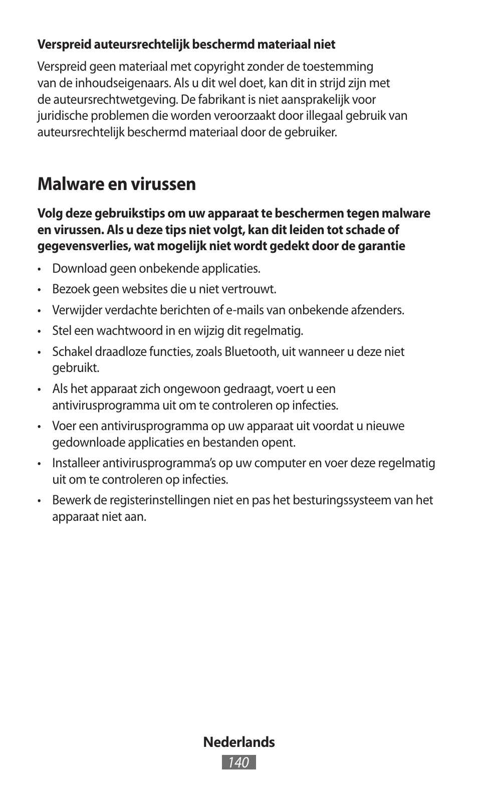 Malware en virussen | Samsung SM-R350 User Manual | Page 141 / 605