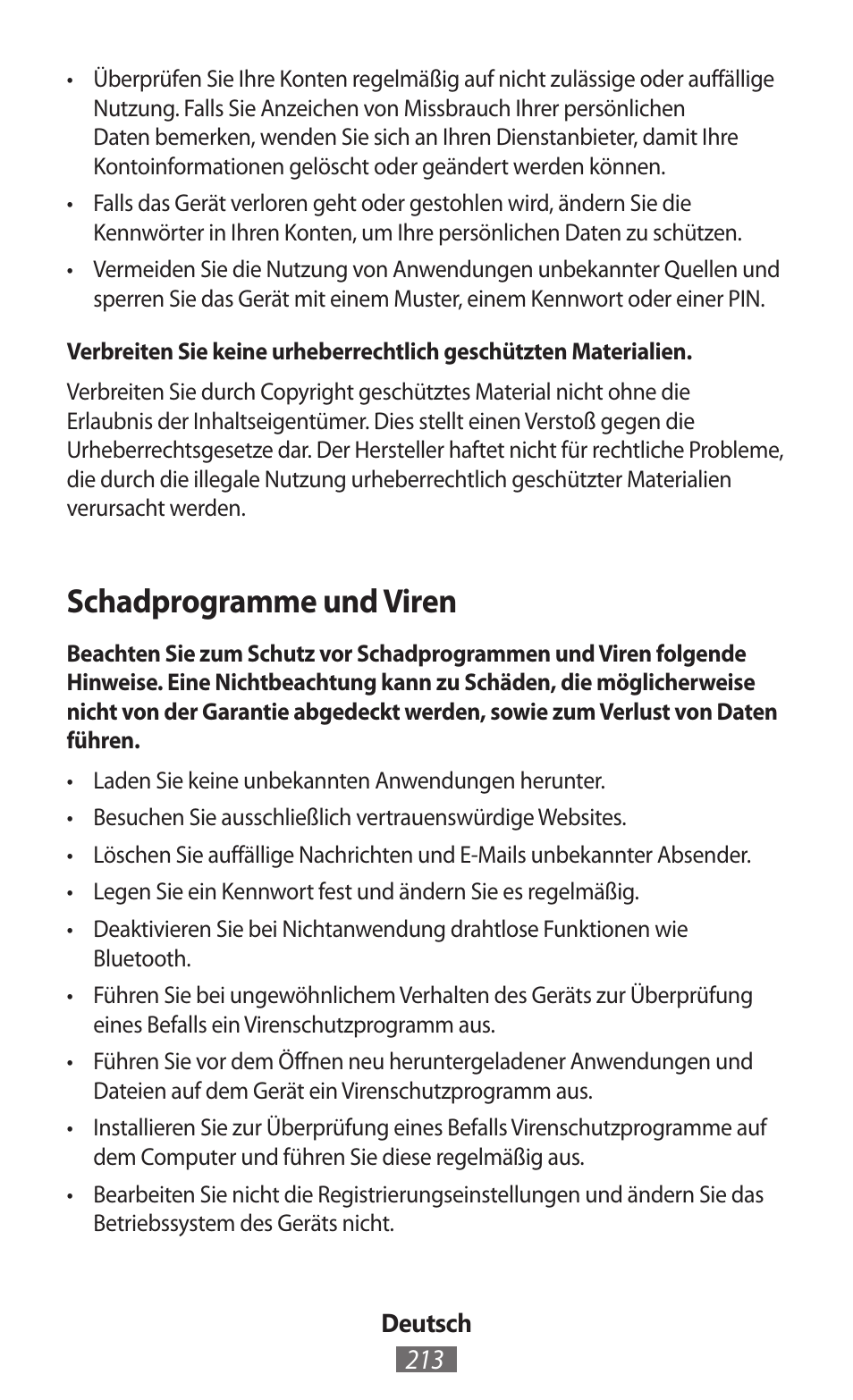 Schadprogramme und viren | Samsung SM-R350 User Manual | Page 214 / 605