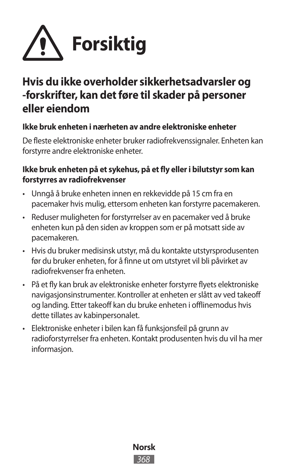 Forsiktig | Samsung SM-R350 User Manual | Page 369 / 605