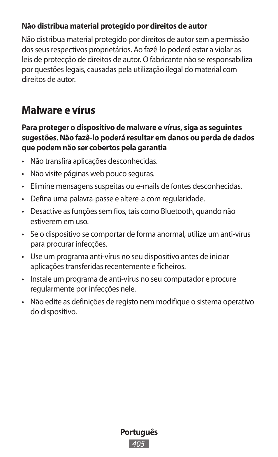 Malware e vírus | Samsung SM-R350 User Manual | Page 406 / 605