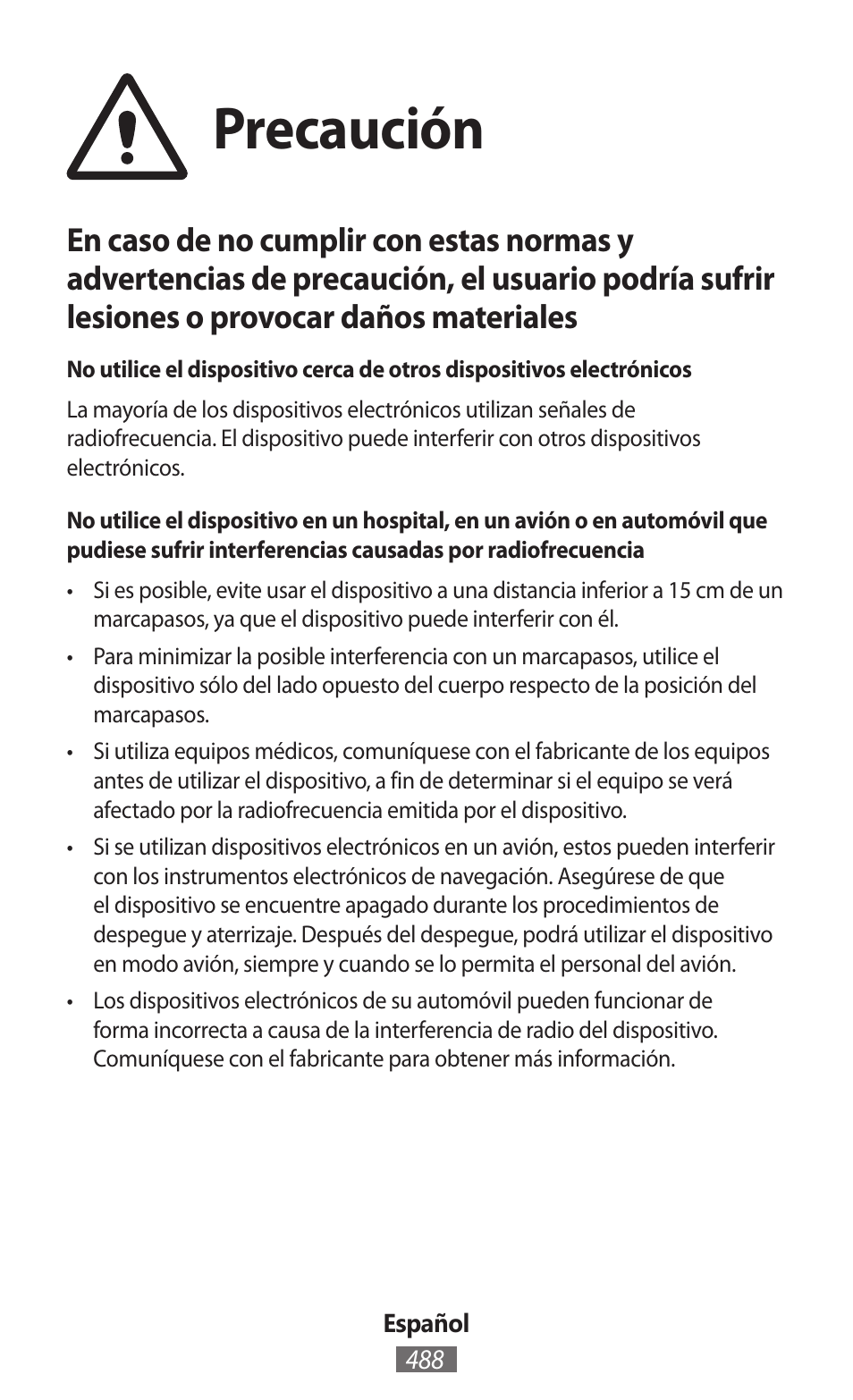 Precaución | Samsung SM-R350 User Manual | Page 489 / 605