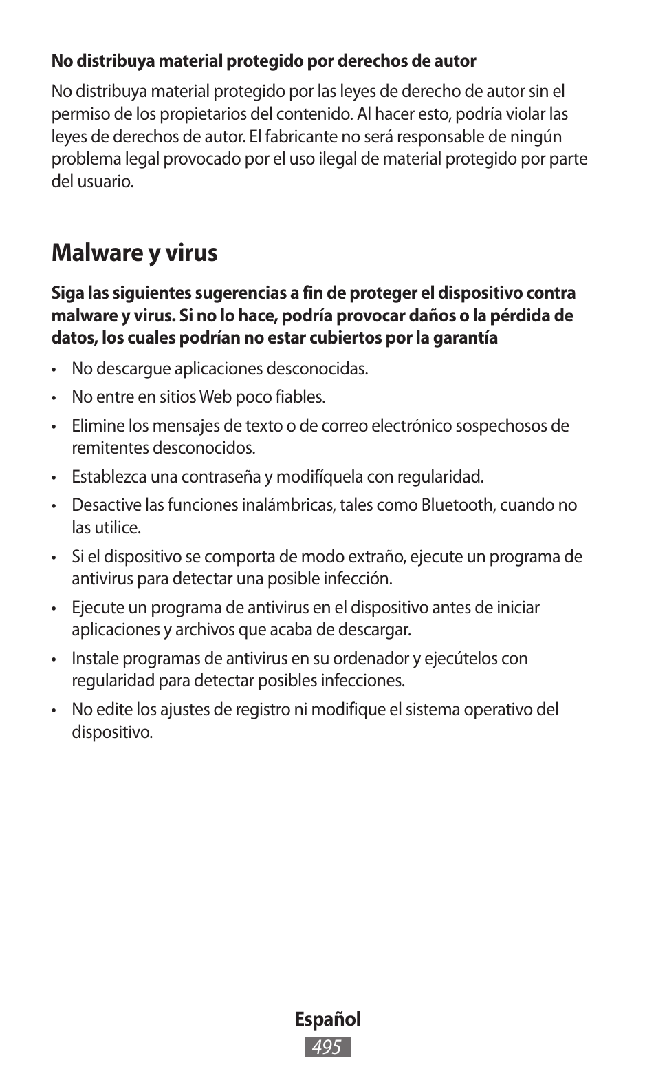 Malware y virus | Samsung SM-R350 User Manual | Page 496 / 605