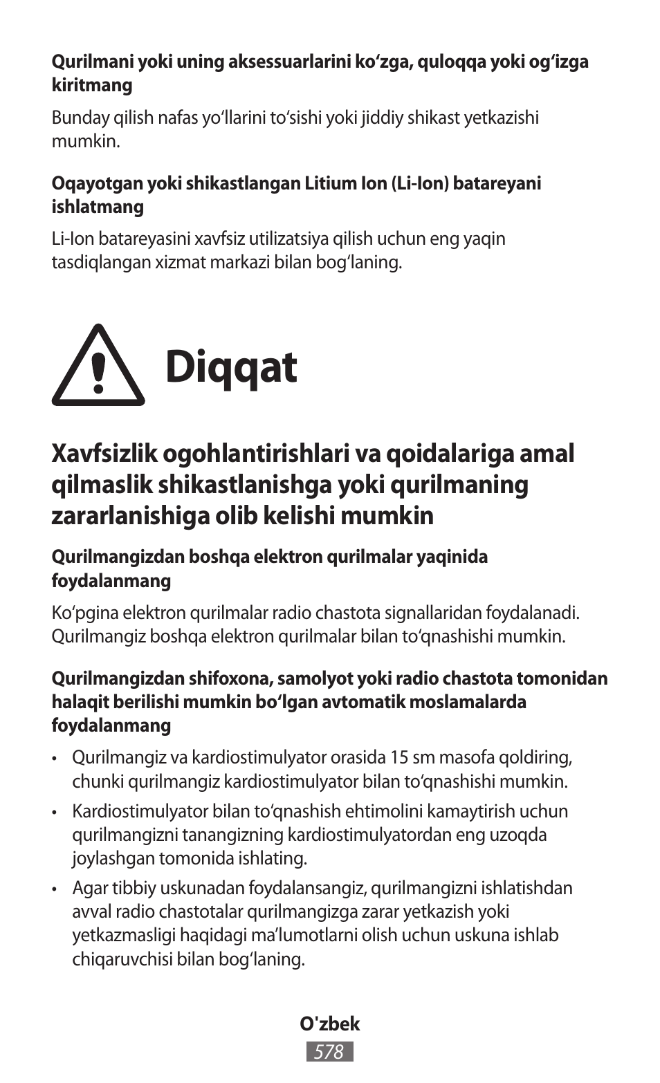 Diqqat | Samsung SM-R350 User Manual | Page 579 / 605
