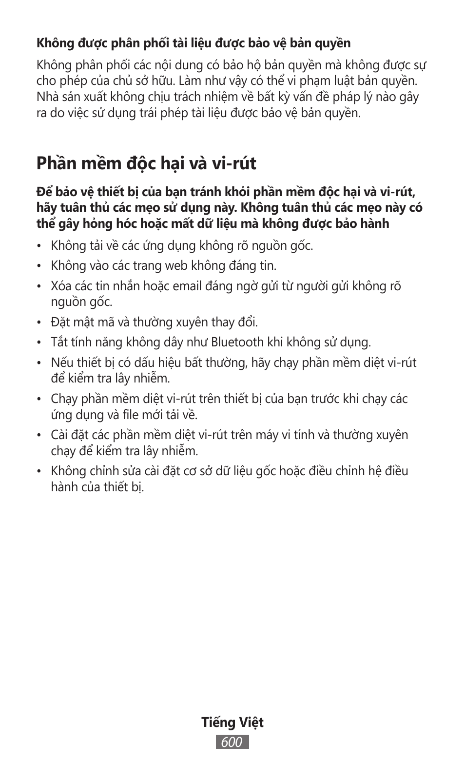 Phần mềm độc hại và vi-rút | Samsung SM-R350 User Manual | Page 601 / 605