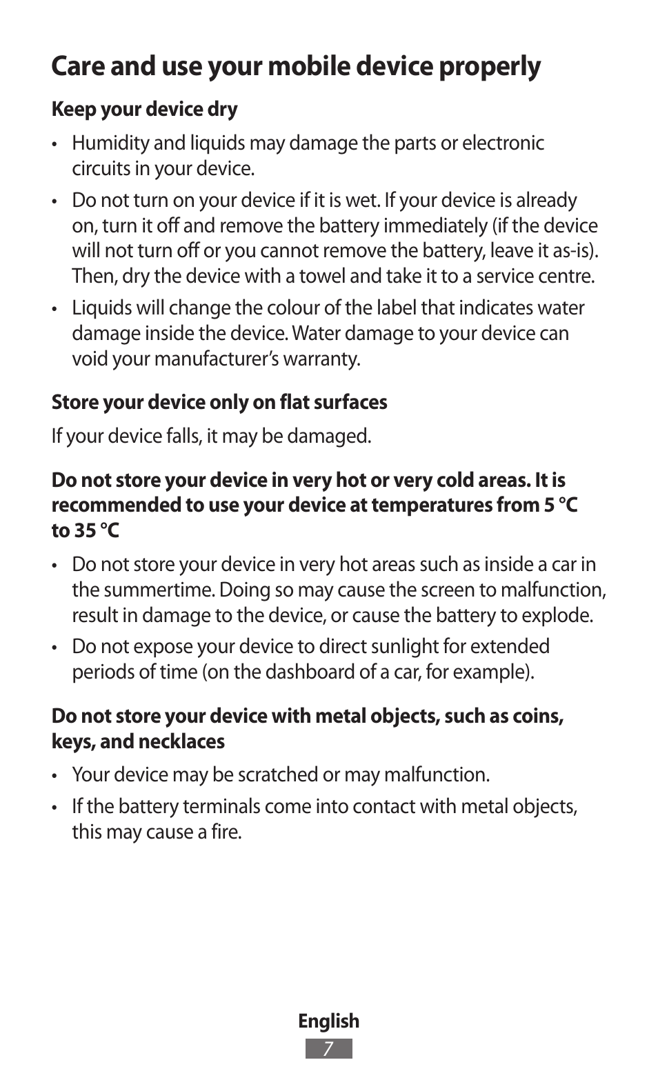 Care and use your mobile device properly | Samsung SM-R350 User Manual | Page 8 / 605