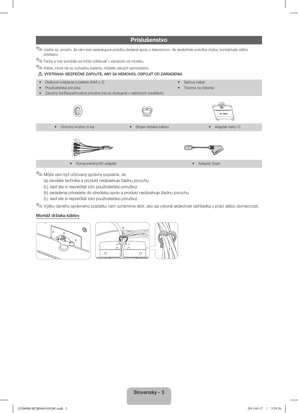 Príslušenstvo | Samsung UE32D4000NW User Manual | Page 35 / 146