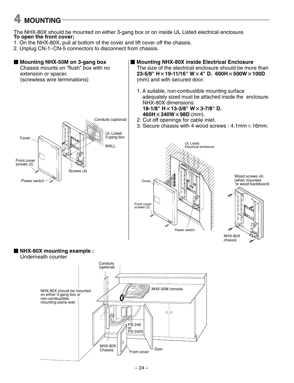 Mounting | Aiphone 83873900 0602 E User Manual | Page 24 / 32