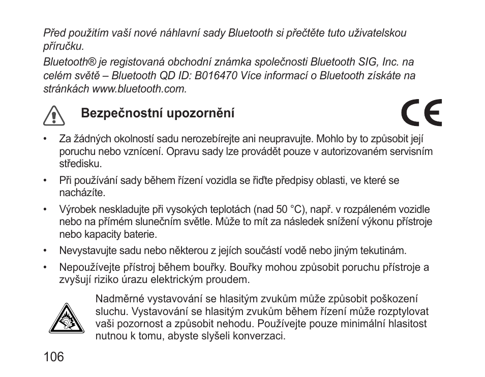 Bezpečnostní upozornění | Samsung BHM3200 User Manual | Page 108 / 158