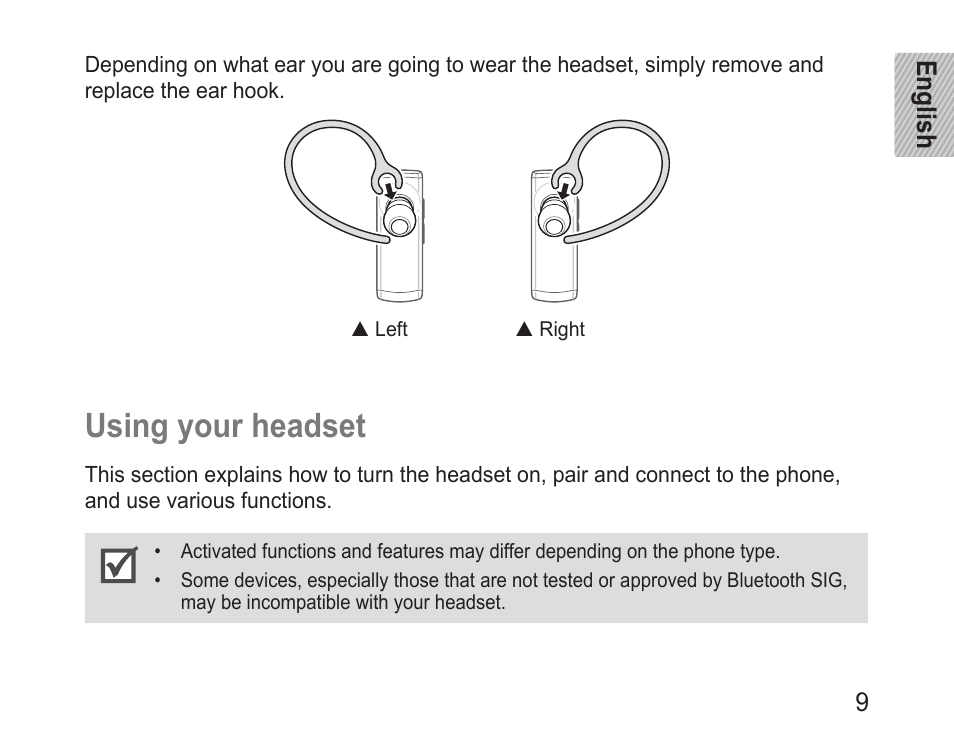 Using your headset | Samsung BHM3200 User Manual | Page 11 / 158