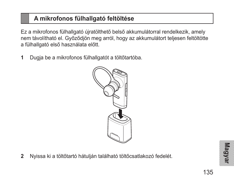 A mikrofonos fülhallgató feltöltése | Samsung BHM3200 User Manual | Page 137 / 158