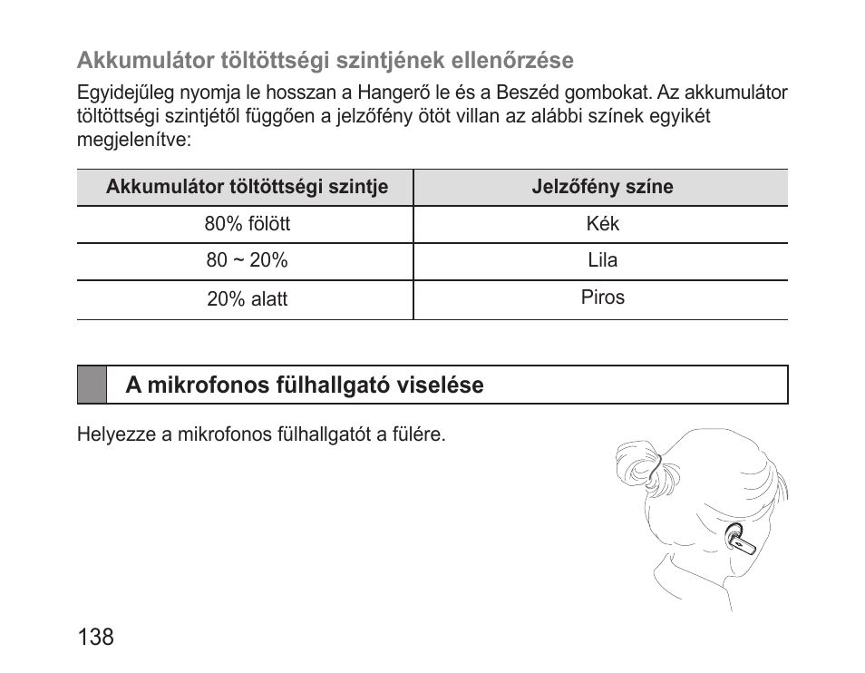 A mikrofonos fülhallgató viselése | Samsung BHM3200 User Manual | Page 140 / 158