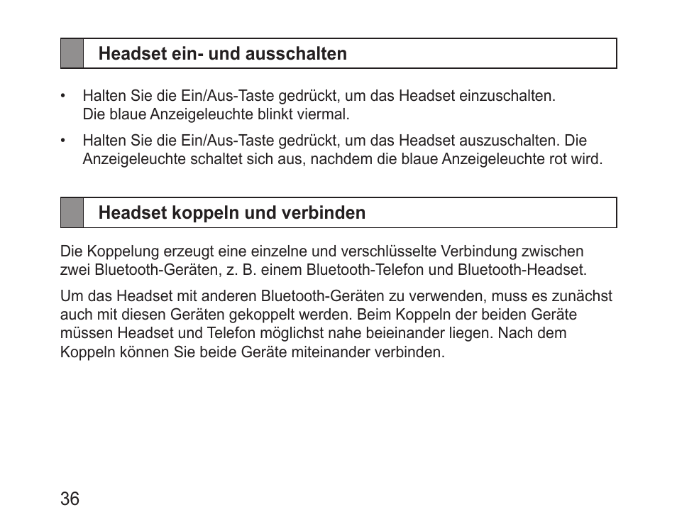 Headset ein- und ausschalten, Headset koppeln und verbinden | Samsung BHM3200 User Manual | Page 38 / 158