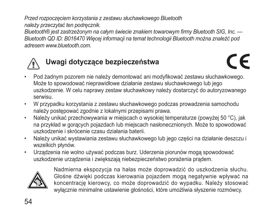 Uwagi dotyczące bezpieczeństwa | Samsung BHM3200 User Manual | Page 56 / 158