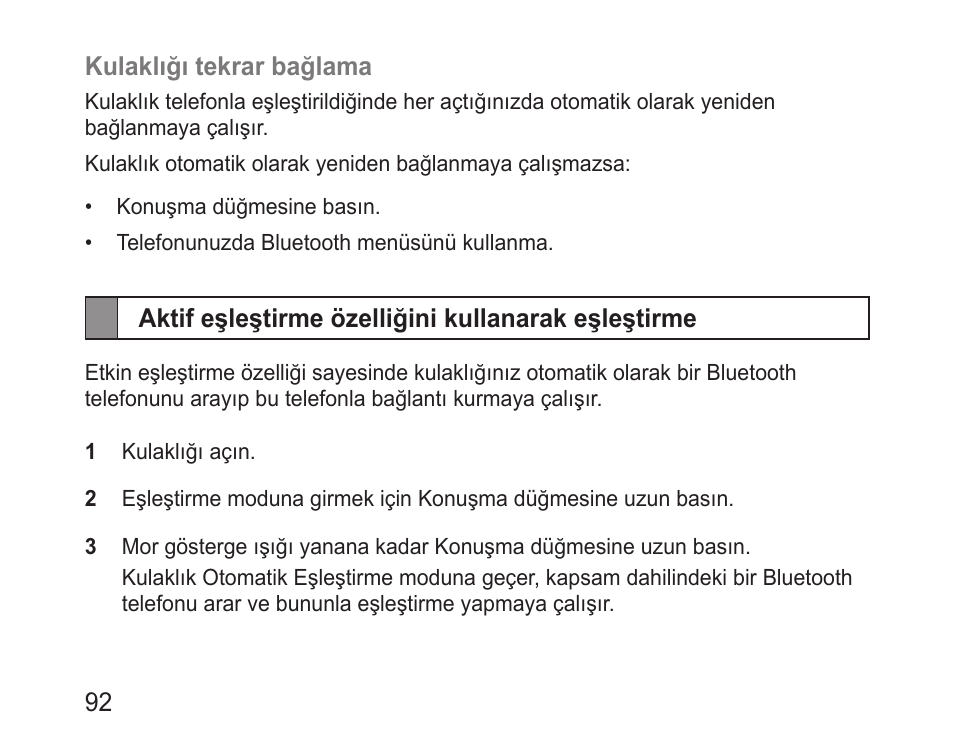 Aktif eşleştirme özelliğini kullanarak eşleştirme | Samsung BHM3200 User Manual | Page 94 / 158