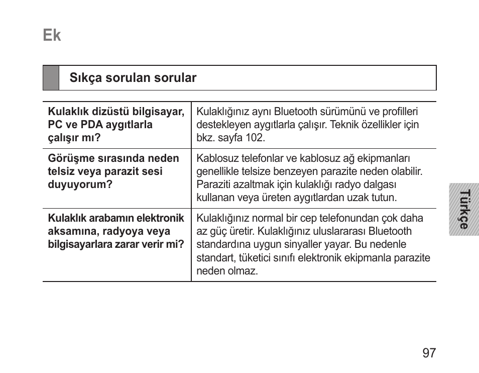 Sıkça sorulan sorular | Samsung BHM3200 User Manual | Page 99 / 158