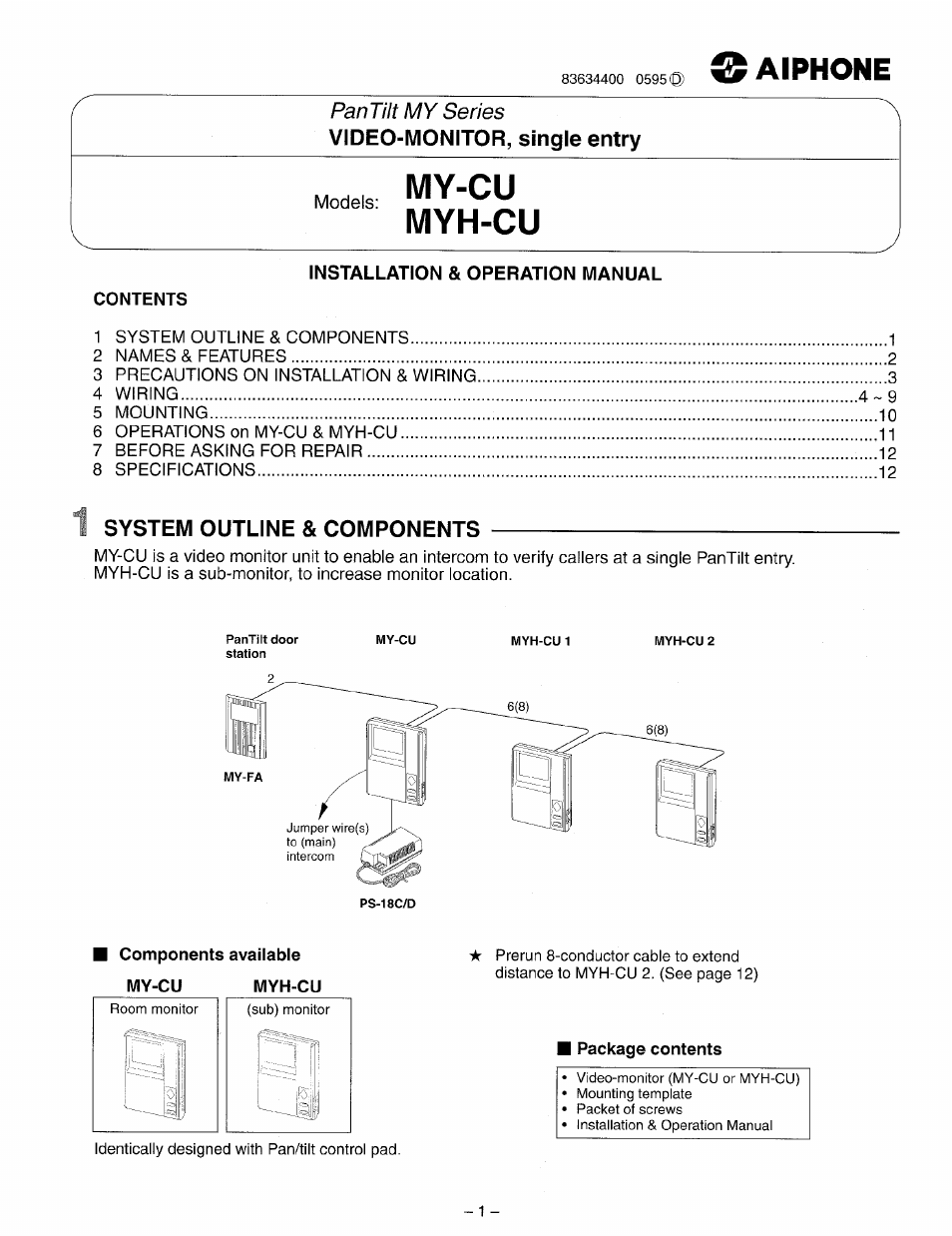 Aiphone My-Cu User Manual | 12 pages