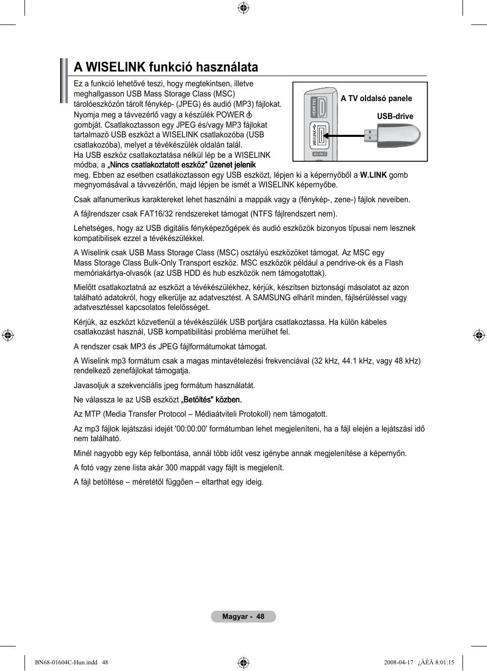 A wiselink funkció használata | Samsung LE37A616A3F User Manual | Page 118 / 614