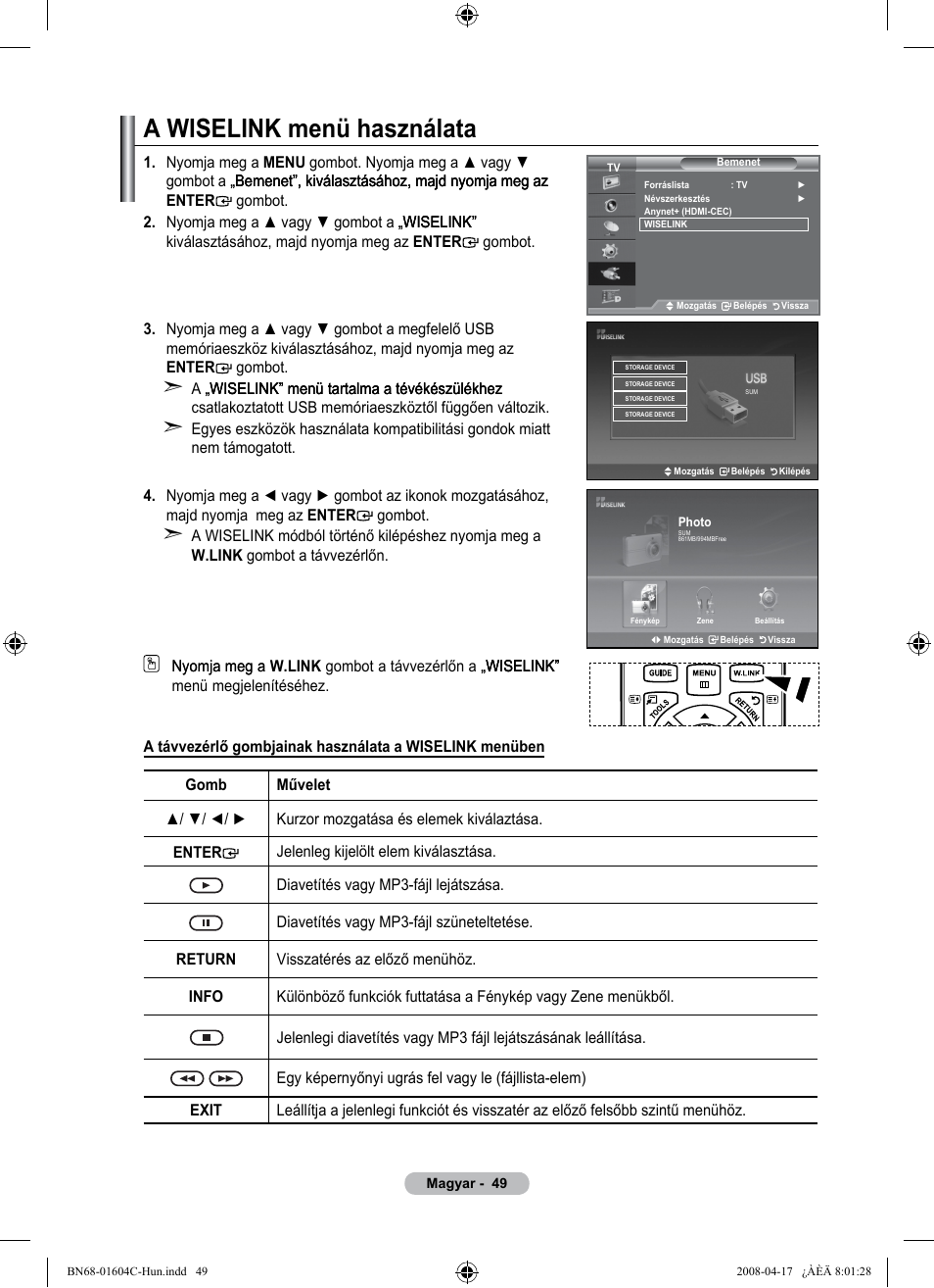 A wiselink menü használata | Samsung LE37A616A3F User Manual | Page 119 / 614